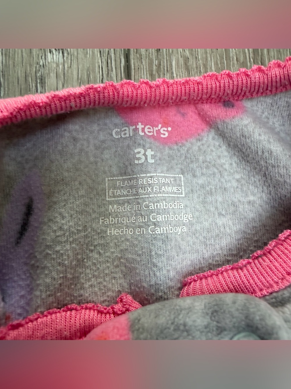 Carters fleece zip up footed sleeper pjs grey woodland creatures 3T - Picture 5 of 7
